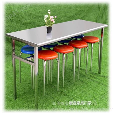 不锈钢餐桌椅 学校饭堂桌子八人连体餐桌椅