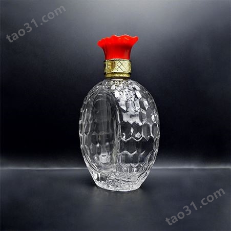 新款密封玻璃酒瓶容器晶白料现货瓶烤花瓶500ML定制瓶