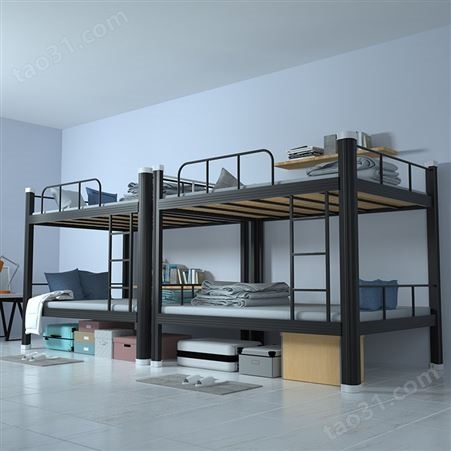 中多浩 员工宿舍高低铁艺床 双层成人高低床 工地钢木架子床定制