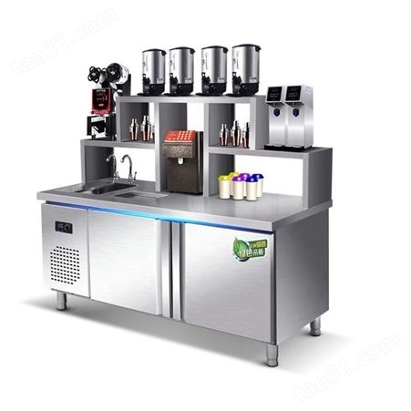 奶茶店设备全套水吧台|不锈钢奶茶操作台|商用机器水吧工作台