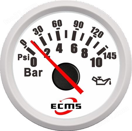 仪创 ECMS 801-00024 指针油压表0-10bar 黑色表盘+黑色前盖