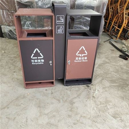康园生产 户外不锈钢垃圾桶 小区大号果皮箱 双分类不锈钢垃圾箱