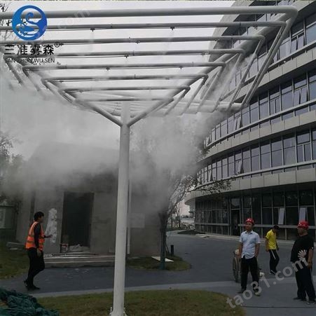 雾森人造雾系统提高环境空气质量，高压雾桩降尘除尘新用途