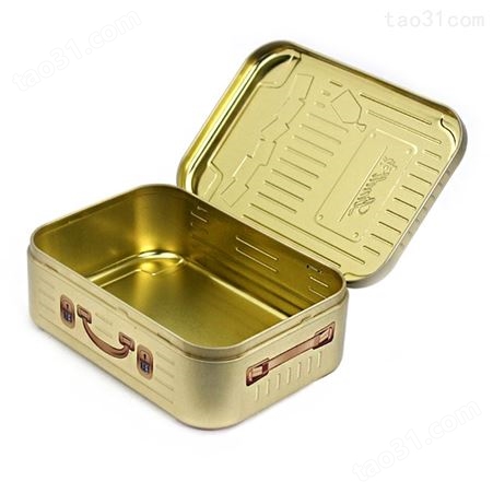 金色通用铁盒 长方形翻盖马口铁盒定制 圆角食品铁罐订做 麦氏罐业 礼品铁罐生产厂家