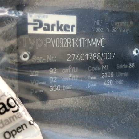 原装美国parker派克柱塞泵PV092系列PV092R1K1T1NMMC*