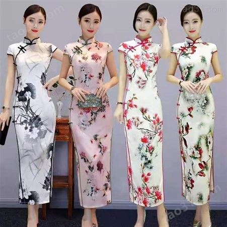 旗袍2021年新款年轻款少女中国风长款复古气质优雅修身走秀连衣裙